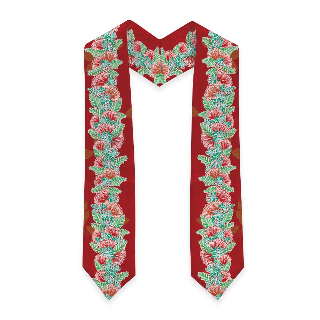 Hawaii Ohia Lehua Graduation Stole Tropical Vibes Crimson