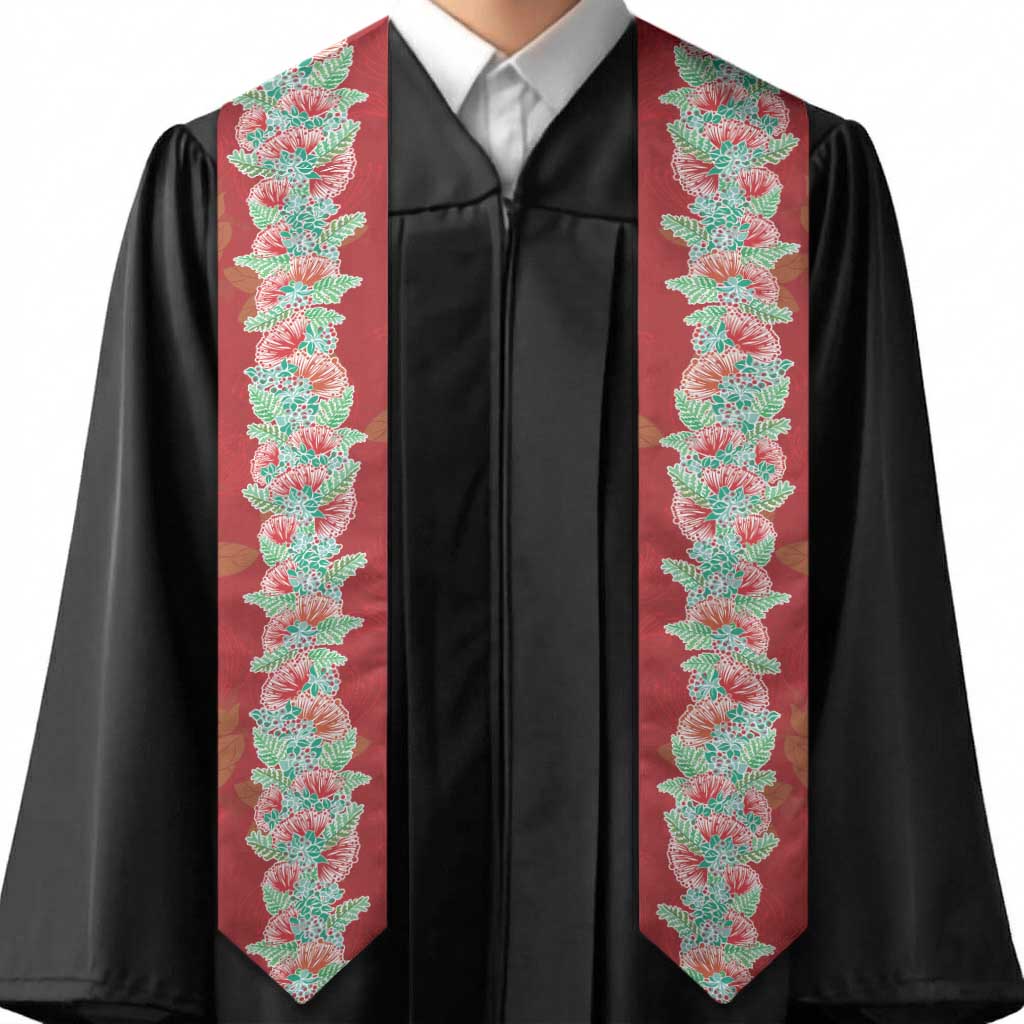 Hawaii Ohia Lehua Graduation Stole Tropical Vibes Crimson