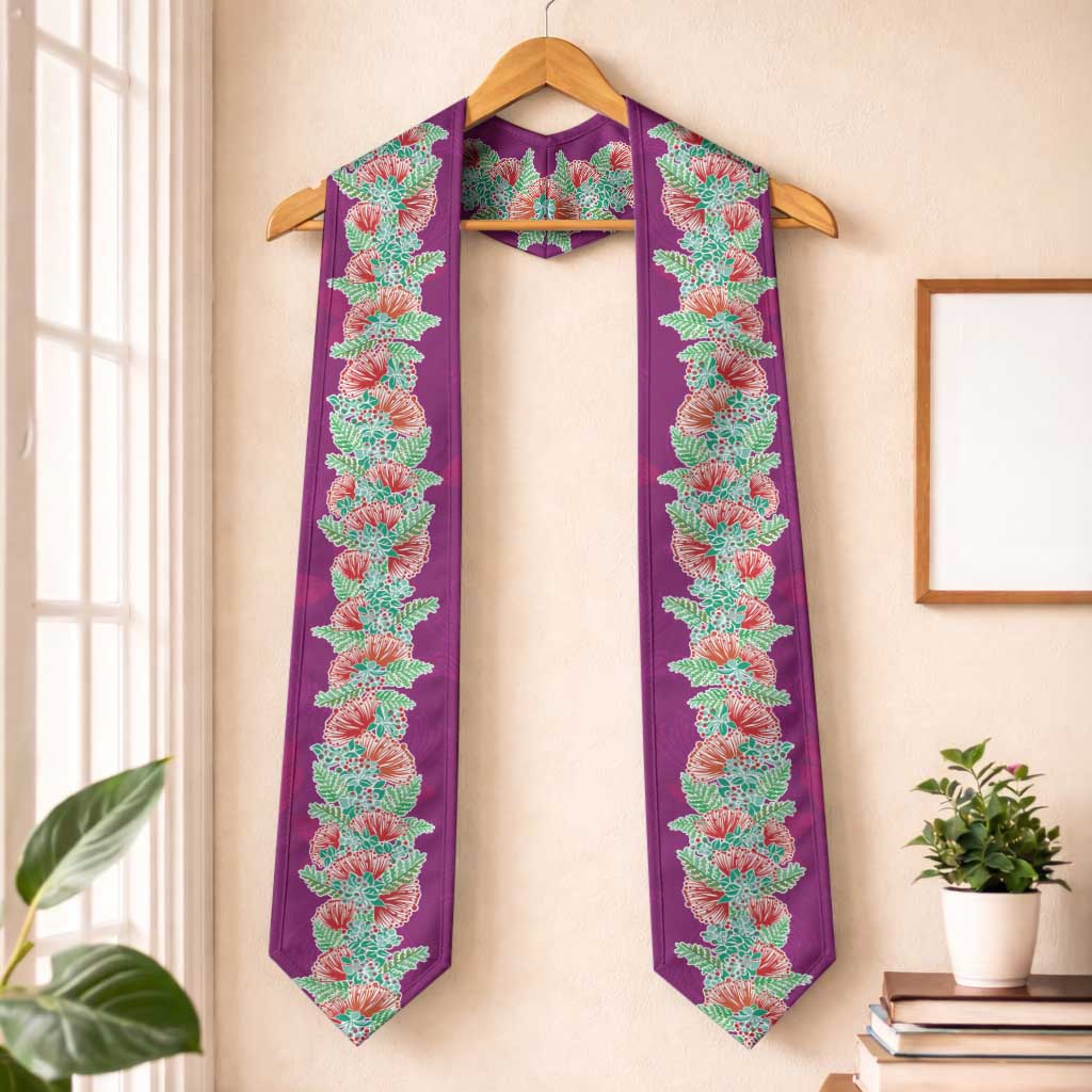 Hawaii Ohia Lehua Graduation Stole Tropical Vibes Fuchsia