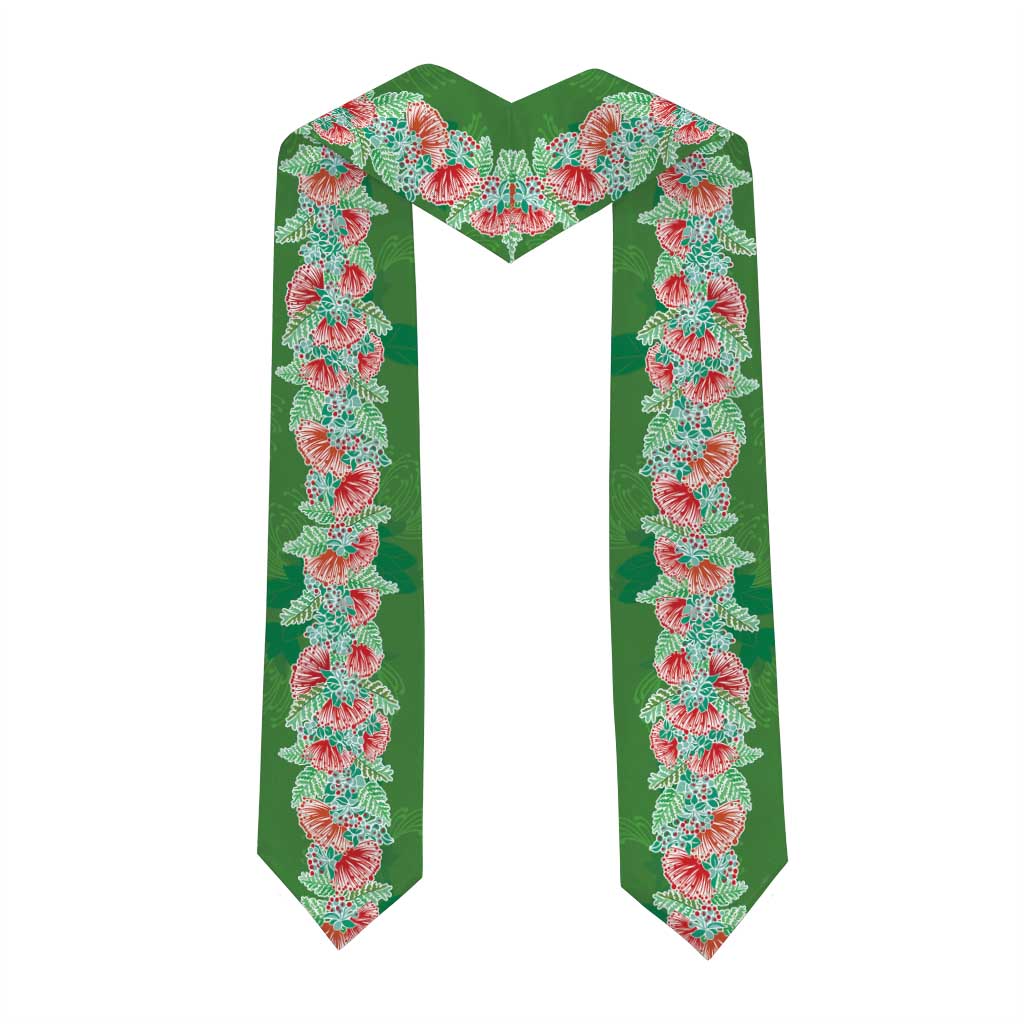 Hawaii Ohia Lehua Graduation Stole Tropical Vibes Green
