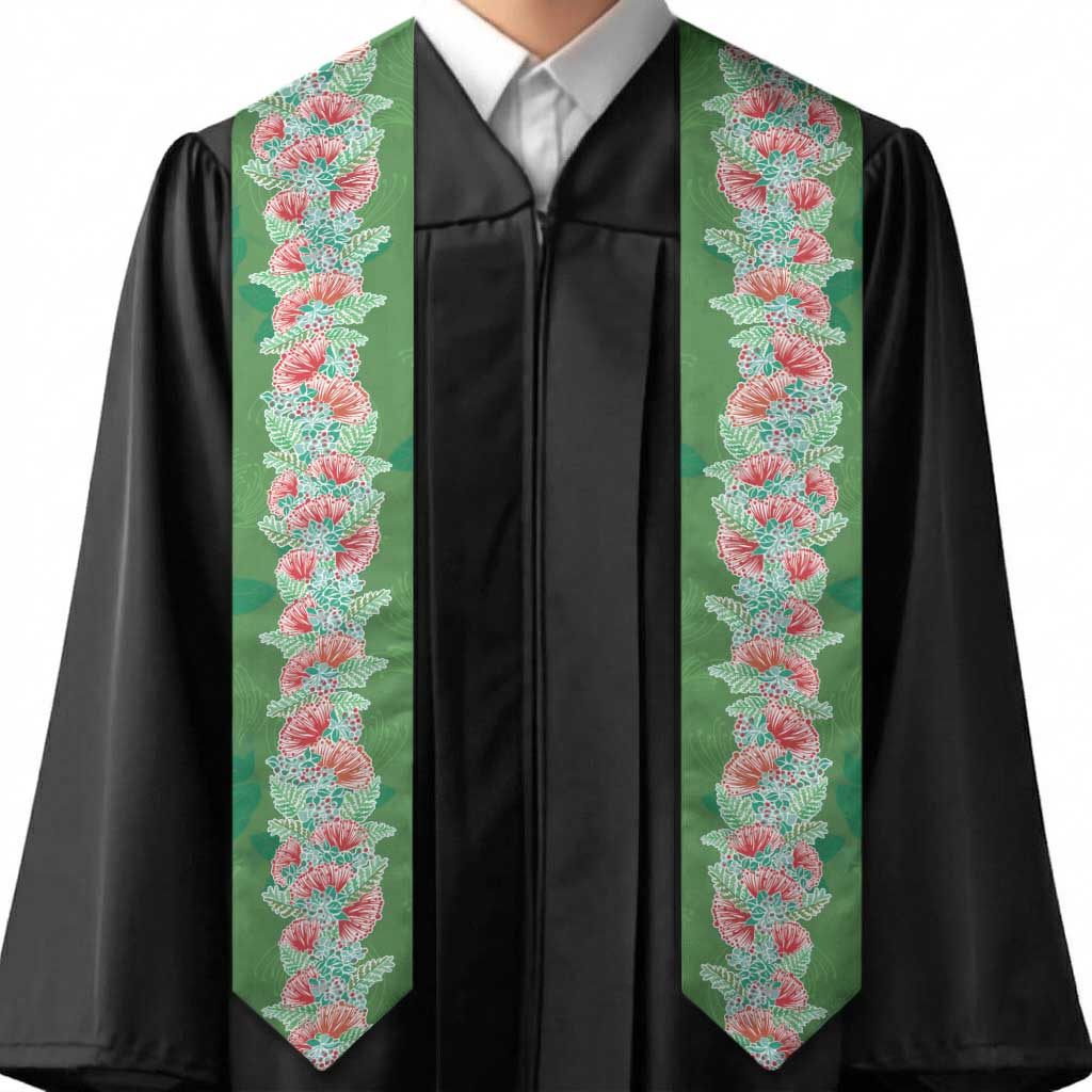 Hawaii Ohia Lehua Graduation Stole Tropical Vibes Green