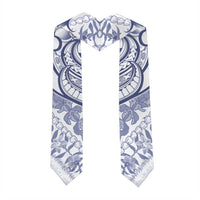 Hawaii Plumeria Lokelani Pikake Lei Graduation Stole Navy Blue Polynesian Tattoo