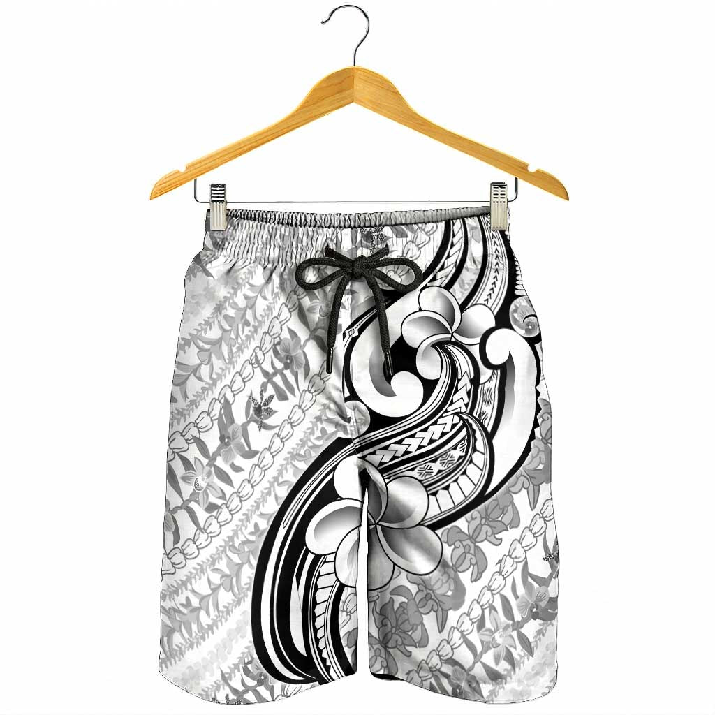 Hawaii Plumeria Lokelani Pikake Lei Shorts for Men Ele'ele Polynesian Tattoo