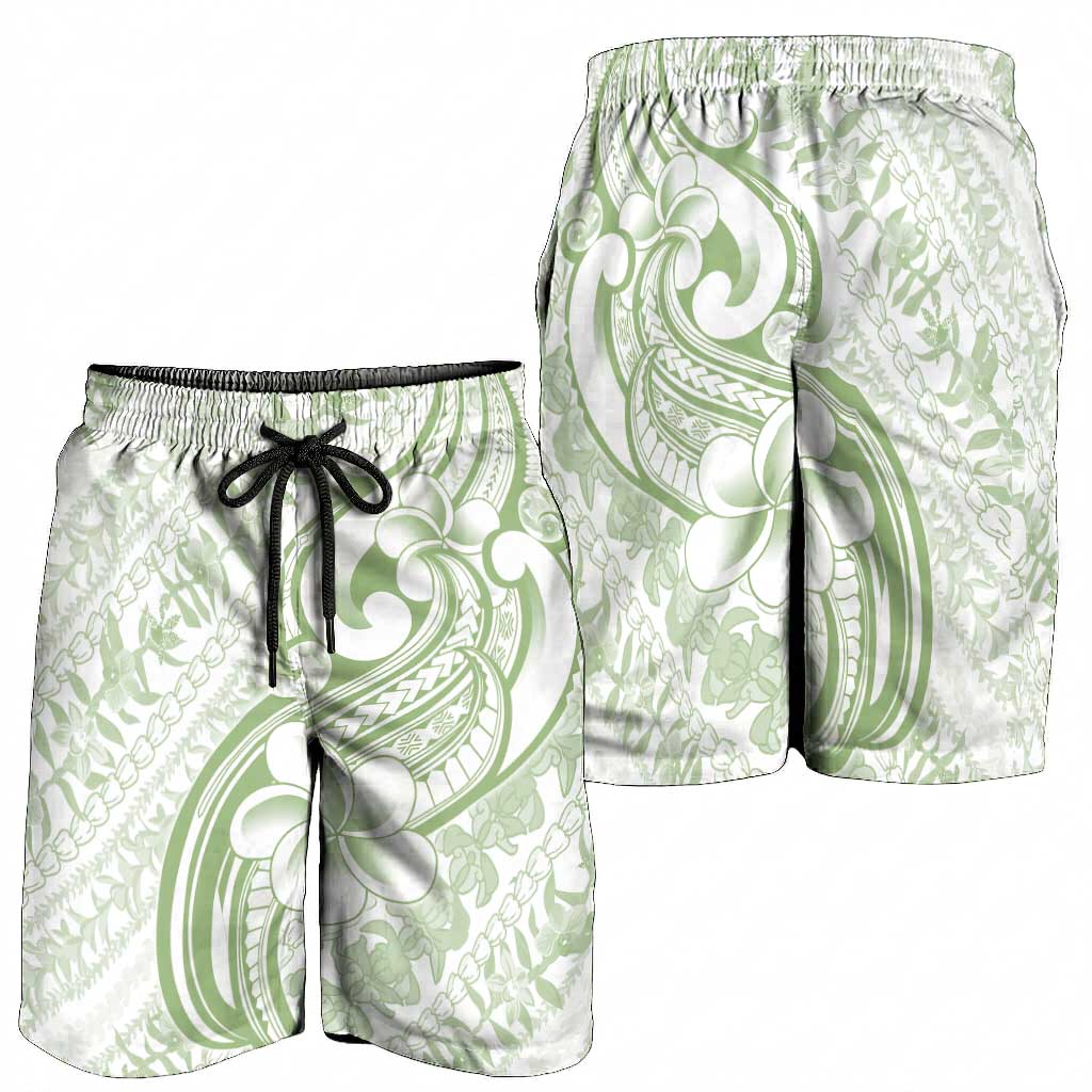 Hawaii Plumeria Lokelani Pikake Lei Shorts for Men Oma'oma'o Polynesian Tattoo