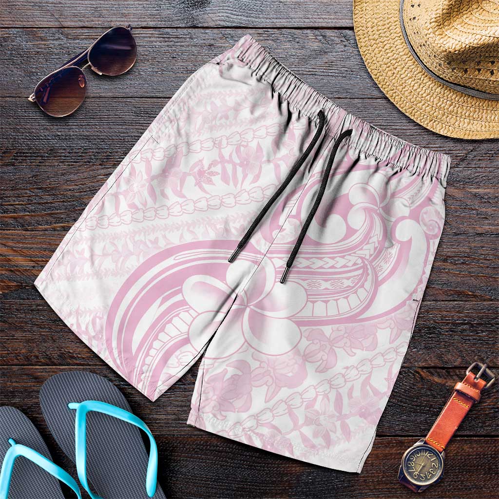 Hawaii Plumeria Lokelani Pikake Lei Shorts for Men Poni Mama Polynesian Tattoo