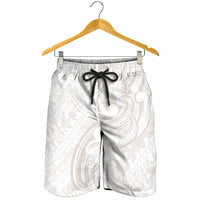 Hawaii Plumeria Lokelani Pikake Lei Shorts for Men Sandy Beige Polynesian Tattoo