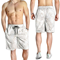 Hawaii Plumeria Lokelani Pikake Lei Shorts for Men Sandy Beige Polynesian Tattoo