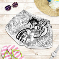 Hawaii Plumeria Lokelani Pikake Lei Shorts for Women Ele'ele Polynesian Tattoo
