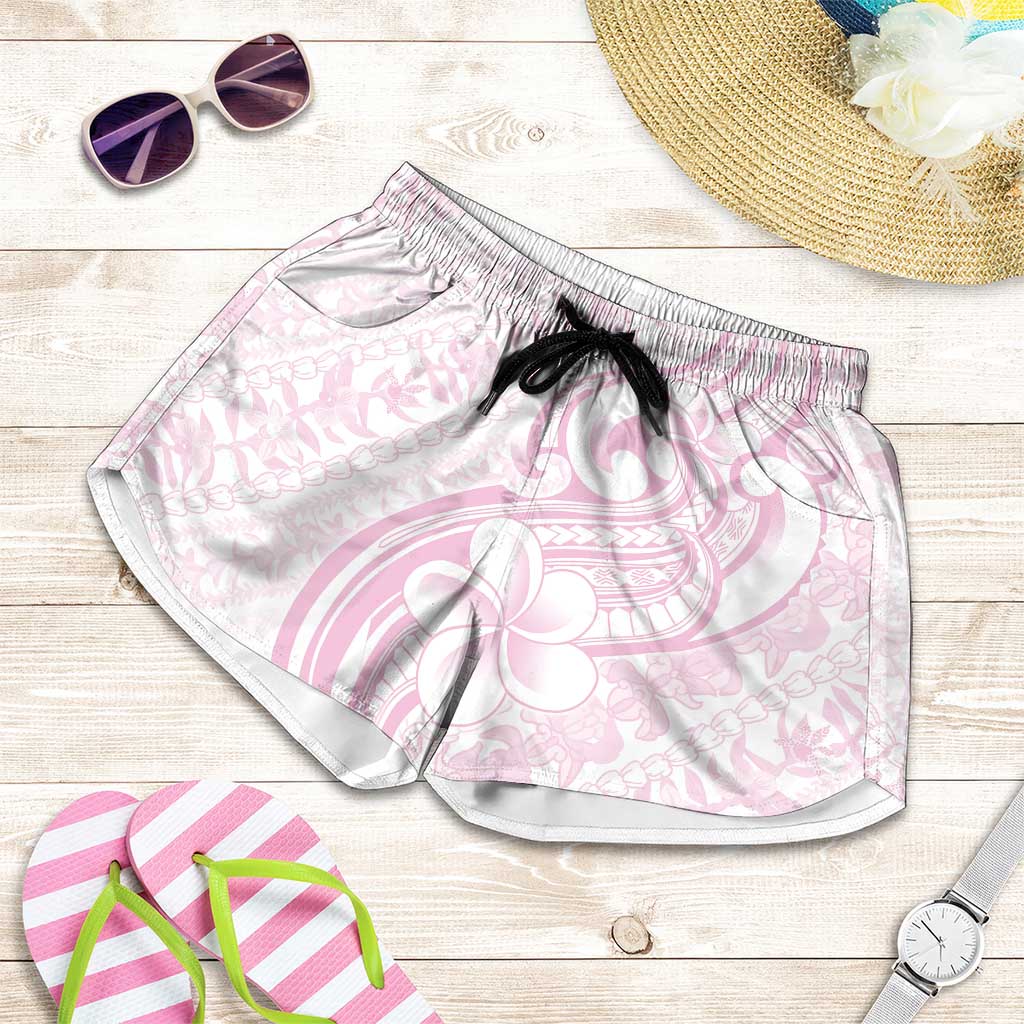 Hawaii Plumeria Lokelani Pikake Lei Shorts for Women Poni Mama Polynesian Tattoo