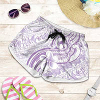Hawaii Plumeria Lokelani Pikake Lei Shorts for Women Poni Polynesian Tattoo