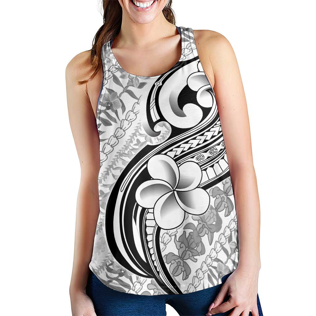 Hawaii Plumeria Lokelani Pikake Lei Women Racerback Tank Ele'ele Polynesian Tattoo