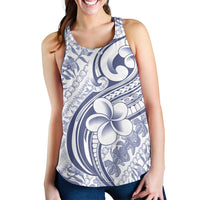 Hawaii Plumeria Lokelani Pikake Lei Women Racerback Tank Navy Blue Polynesian Tattoo