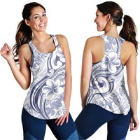 Hawaii Plumeria Lokelani Pikake Lei Women Racerback Tank Navy Blue Polynesian Tattoo