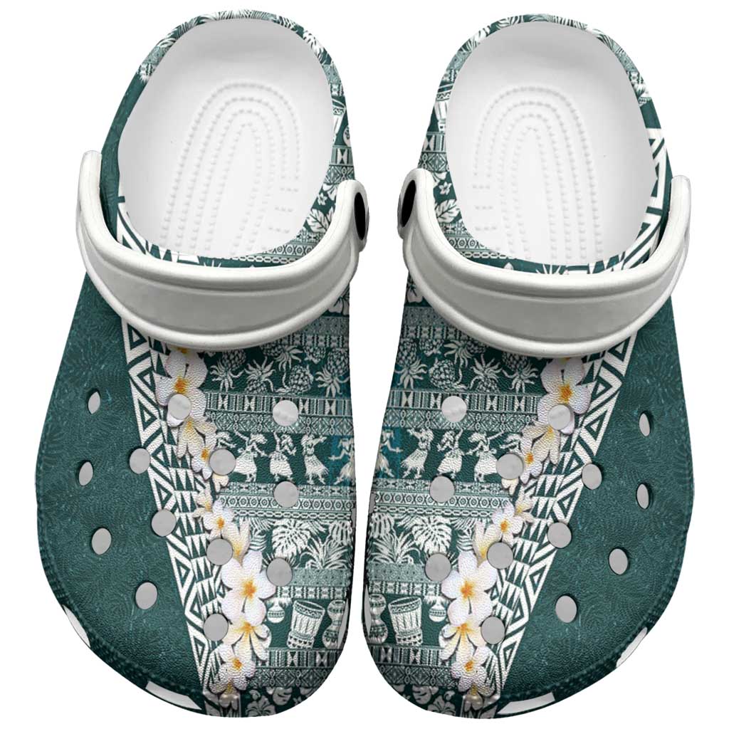 Hawaii Plumeria Tribal Vintage Clogs Shoes Special Turquoise