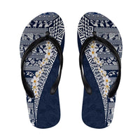 Hawaii Plumeria Tribal Vintage Flip Flops Special Blue