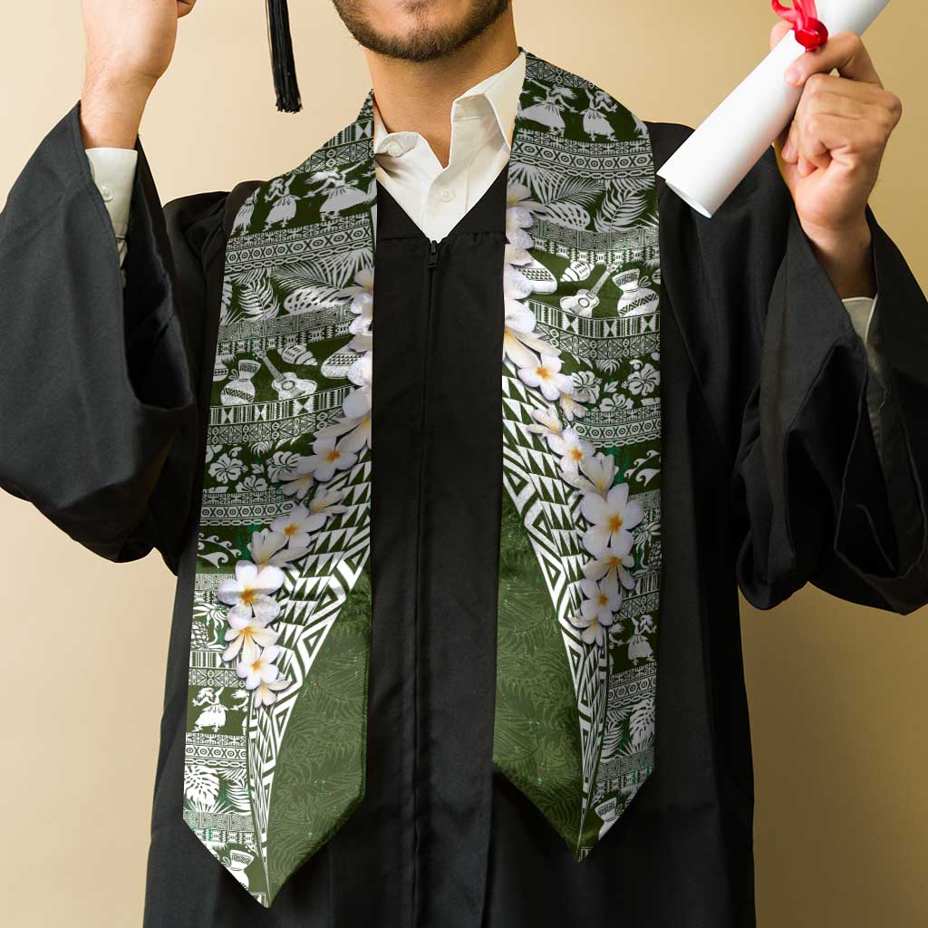 Hawaii Plumeria Tribal Vintage Graduation Stole Special Green