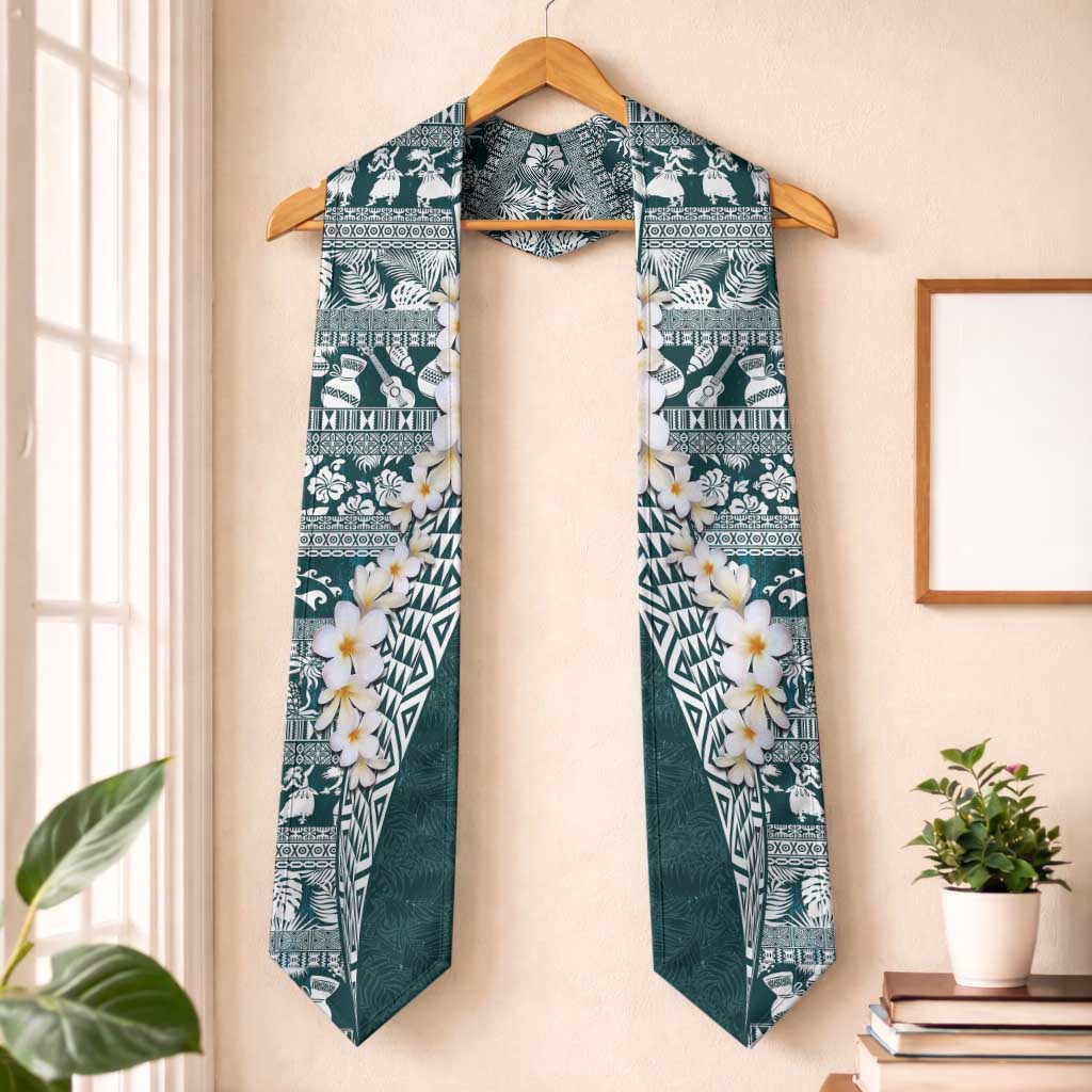Hawaii Plumeria Tribal Vintage Graduation Stole Special Turquoise