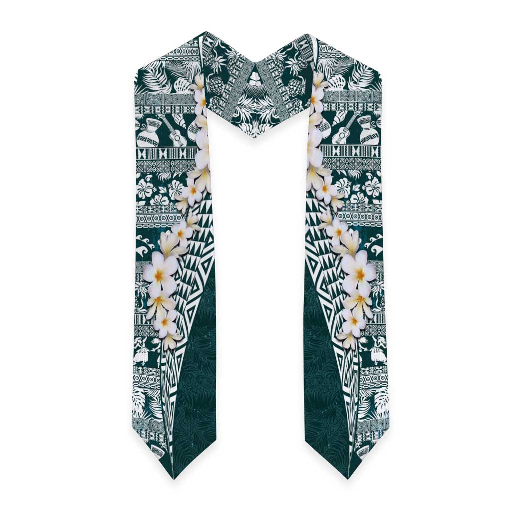 Hawaii Plumeria Tribal Vintage Graduation Stole Special Turquoise