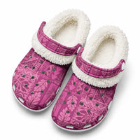 Hawaii Rainforest Beach Tropical Flowers Fleece Clogs LT14 Pink - Polynesian Pride