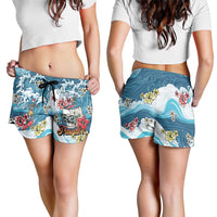 Hawaii Santa Skeleton Surfing Shorts for Women Mele Kalikimaka i Iulai! LT9 - Polynesian Pride