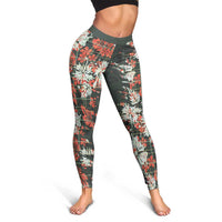 Hawaii Tartan With Hibiscus Leggings Polynesian Pattern Vintage