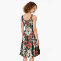 Hawaii Tartan With Hibiscus Midi Dress Polynesian Pattern Vintage