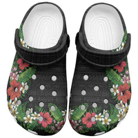 Hawaii Tropical Flowers and Leaves Clogs Shoes Tapa Pattern Colorful Mode
