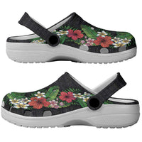 Hawaii Tropical Flowers and Leaves Clogs Shoes Tapa Pattern Colorful Mode