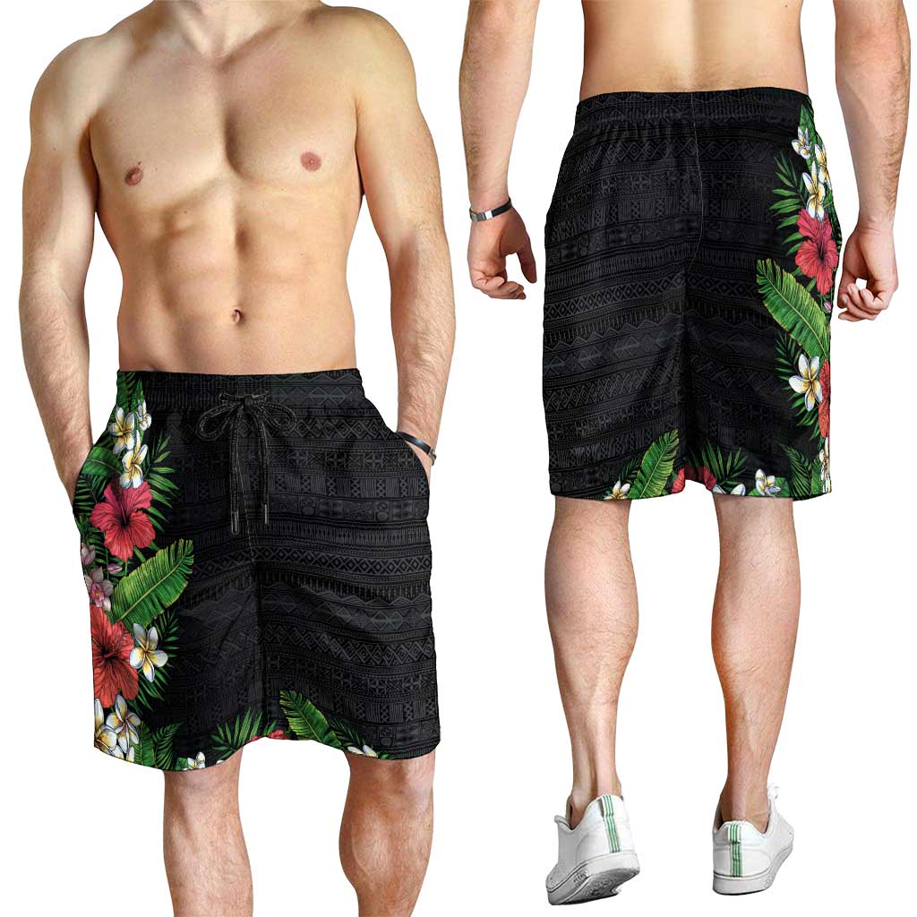 Hawaii Tropical Flowers and Leaves Shorts for Men Tapa Pattern Colorful Mode