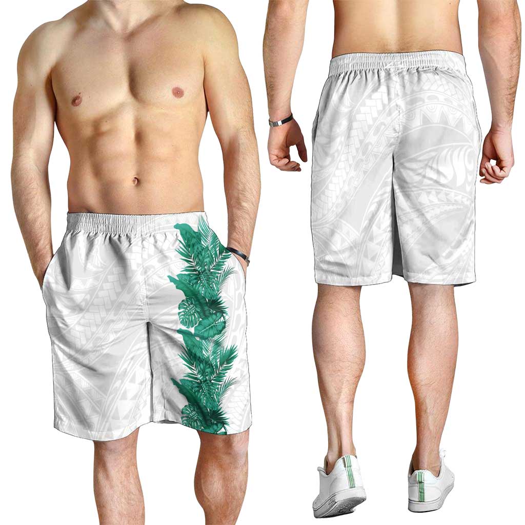 Hawaii Tropical Leaves Shorts for Men Polynesian Pattern