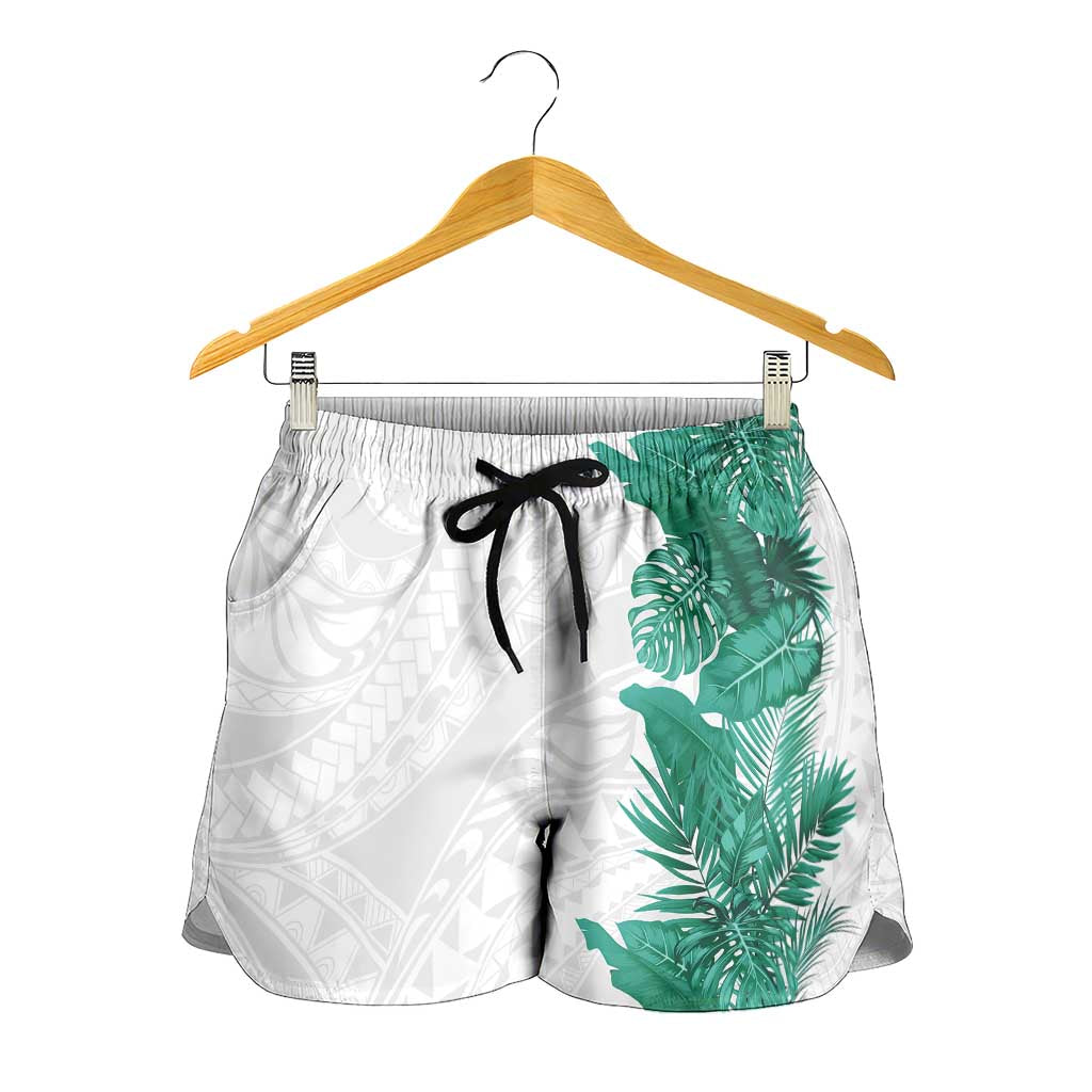 Hawaii Tropical Leaves Shorts for Women Polynesian Pattern