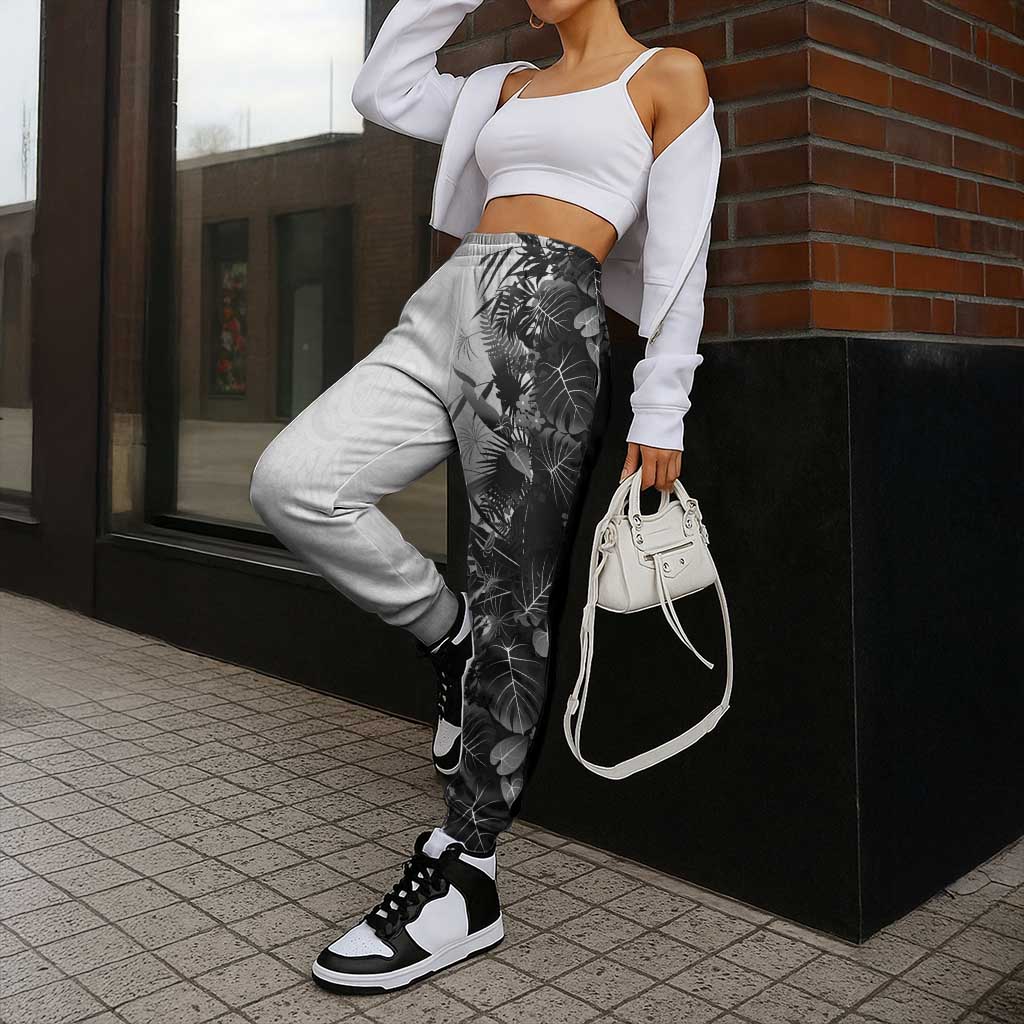 Hawaii Tropical Plant Monochrome Jogger Pants Vibrant Polynesian Pattern