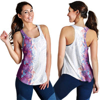 Hawaii Tropical Plant Poni Women Racerback Tank Vibrant Polynesian Pattern