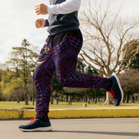 Hawaiian Abstract Sea Turtle Jogger Pants Polynesian Tapa Art and Kakau Tattoo Purple WaterColor - Polynesian Pride