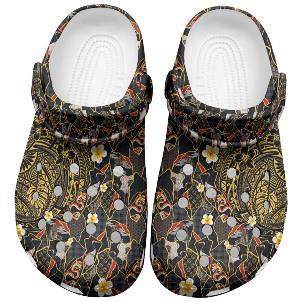 Hawaiian and Japanese Clogs Shoes Polynesian Tattoo with Japanese Culture Kintsugi Style LT03 Multicolor - Polynesian Pride