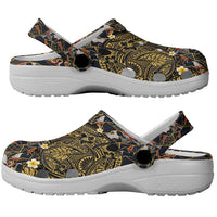 Hawaiian and Japanese Clogs Shoes Polynesian Tattoo with Japanese Culture Kintsugi Style LT03 - Polynesian Pride