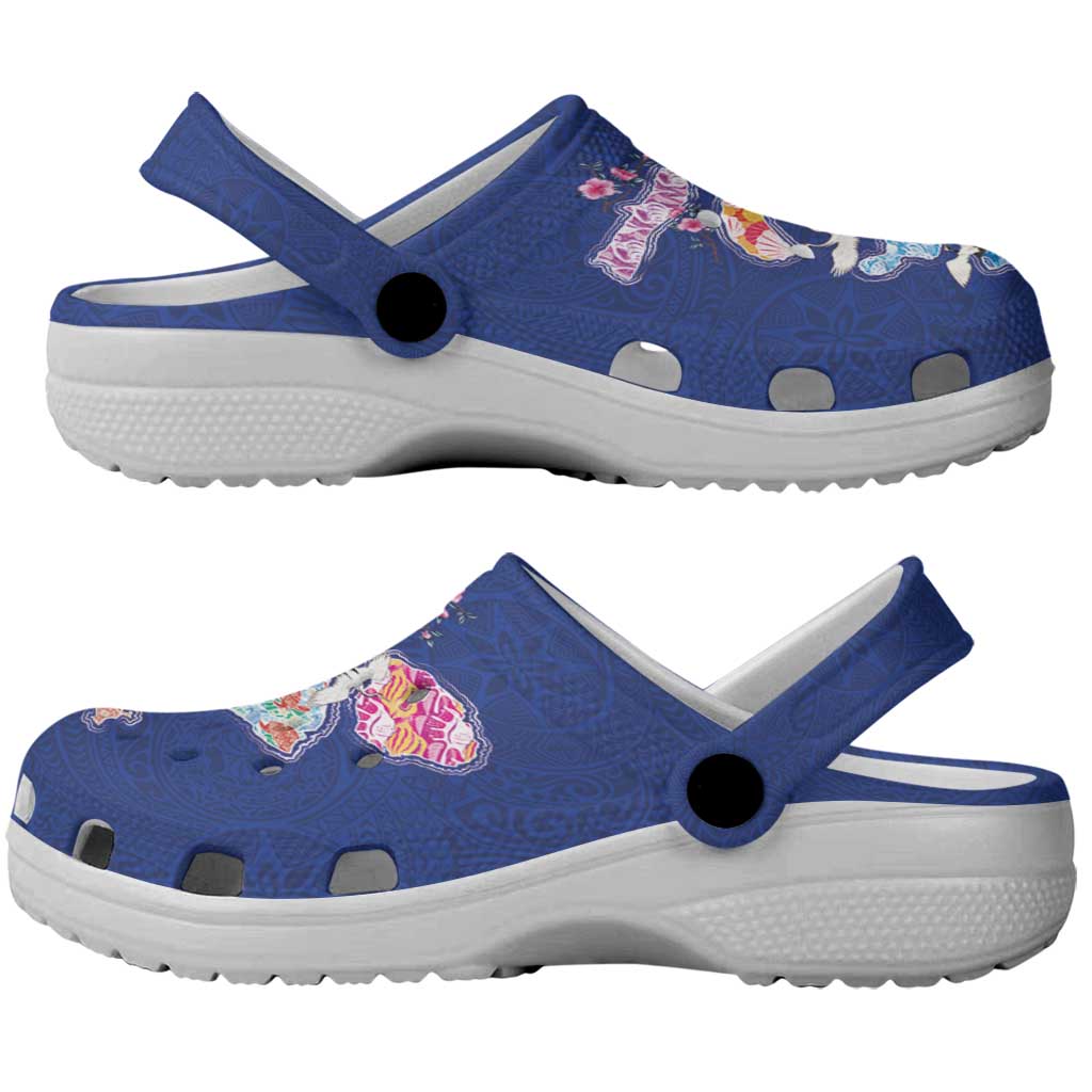 Hawaiian and Japanese Culture Together Clogs Shoes Hawaiian Archipelago Shape Sea Animals