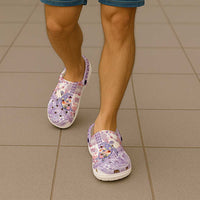 Hawaiian and Japanese Culture Together Clogs Shoes Tropical Honu with Japanese Elements Purple Color LT03