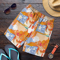 Hawaiian and Japanese Culture Together Shorts for Men Palaka Japanese Art and Tropical Motif Tribal Patchwork LT03 Multicolor - Polynesian Pride