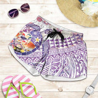 Hawaiian and Japanese Culture Together Shorts for Women Tropical Honu with Japanese Elements Purple Color LT03 Purple - Polynesian Pride