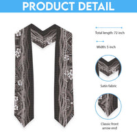 Hawaiian Art Flower Tribal with Lei Graduation Stole Palaka Pattern Grayscale