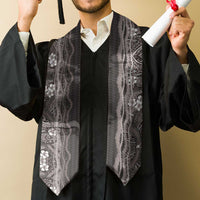 Hawaiian Art Flower Tribal with Lei Graduation Stole Palaka Pattern Grayscale