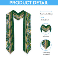 Hawaiian Art Flower Tribal with Lei Graduation Stole Palaka Pattern Green Color