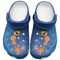 Hawaiian Funny Fruits Sea Animals Clogs Shoes Mango Reef Triggerfish and Pineapple Turtle and Mandarin Jellyfish LT03 Blue - Polynesian Pride