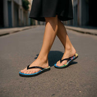 Hawaiian Funny Pineapple Surfing Flip Flops Beach with Tribal Kakau and Plumeria