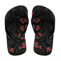 Hawaiian Kakau Art Flip Flops Taro Leaves with Ohia Lehua and Pakala Pattern LT03 - Polynesian Pride