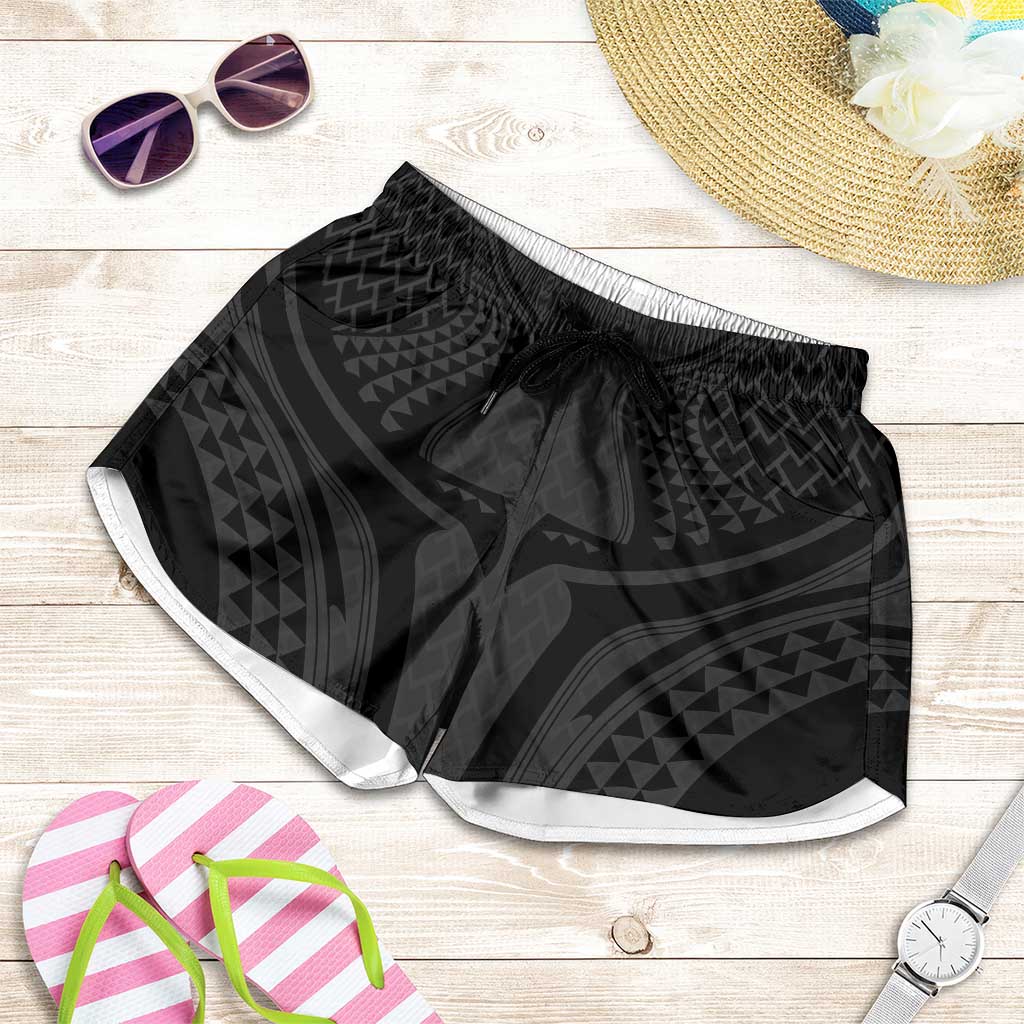 Hawaiian Kakau Art Tattoos Aquaman Style Shorts for Women Black Version - Polynesian Pride