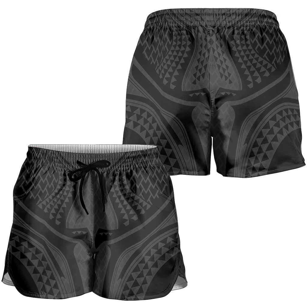 Hawaiian Kakau Art Tattoos Aquaman Style Shorts for Women Black Version - Polynesian Pride