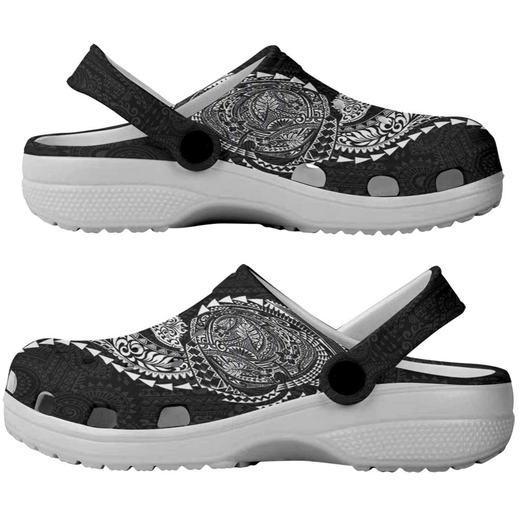 Hawaiian Kakau Tribal Sea Animals Tattoos Clogs Shoes Black Color