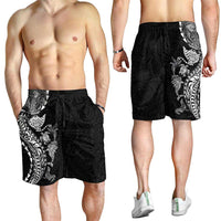 Hawaiian Kakau Tribal Sea Animals Tattoos Shorts for Men Black Color